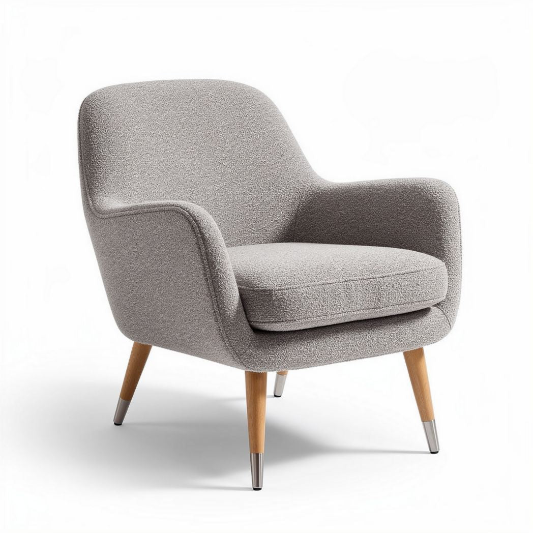 Fabric armchair with wooden legs in grey color 80 x 70 x 75cm