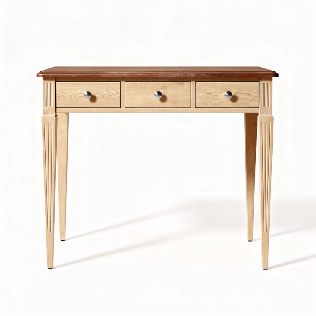 Wooden writing desk with three drawers and tapered legs 120 x 60 x 75cm