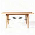 Natural wood dining table with black metal accents size 150 x 80 x 75cm