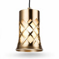 Metal pendant light fixture with geometric design and warm white illumination 20 x 20 x 30cm