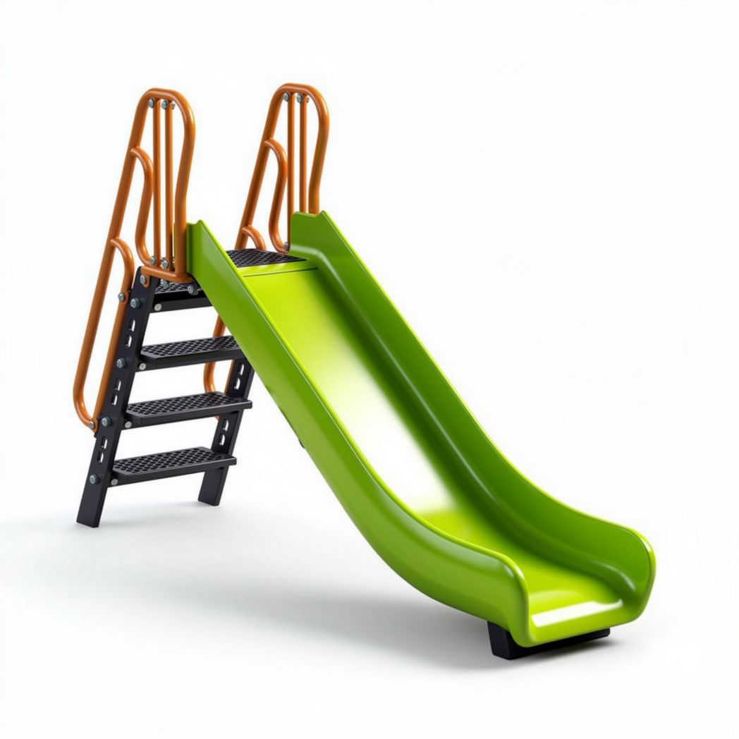 Outdoor green slide with metal ladder for children's playsets 250 x 100 x 150cm