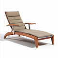 Wooden lounge chair with cushioned seating and stainless steel accents