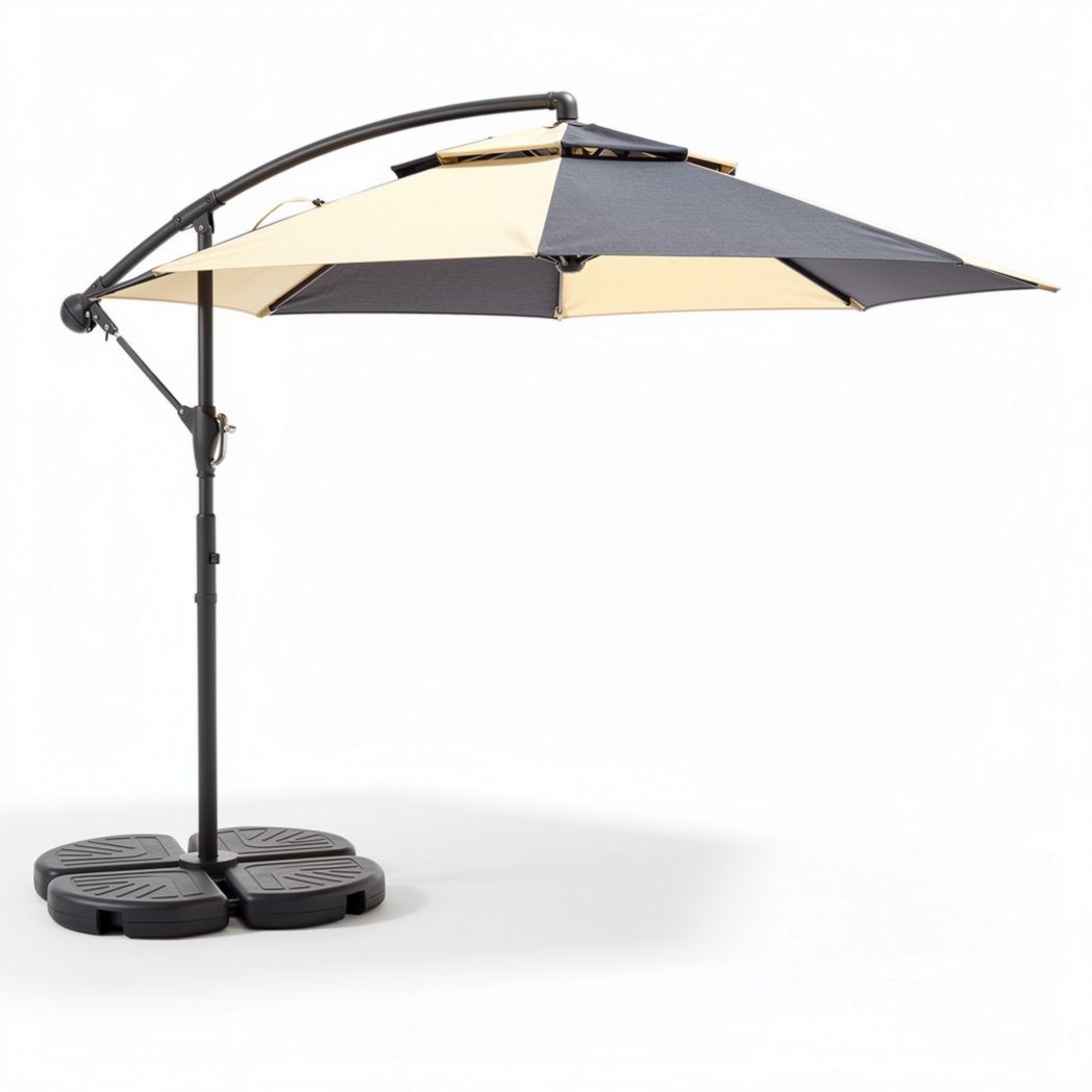Outdoor cantilever patio umbrella with adjustable tilt and sturdy base 300 x 250 x 250cm